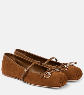 Ballerinas Gucci Horsebit GG aus Veloursleder | Gucci