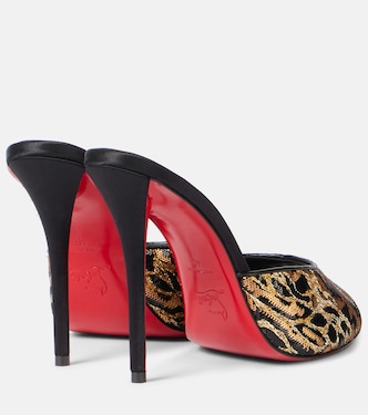 Mules Miss Z 100 in raso con pailettes | Christian Louboutin