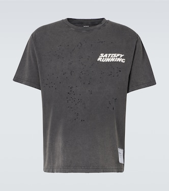 Distressed logo cotton jersey T-shirt | Satisfy