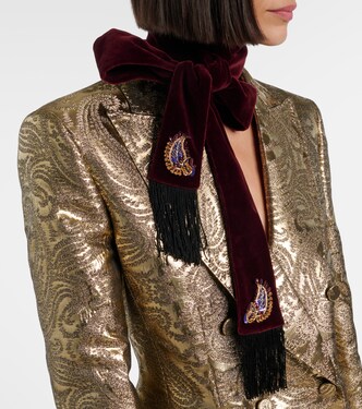 Embellished paisley cotton velvet scarf | Etro