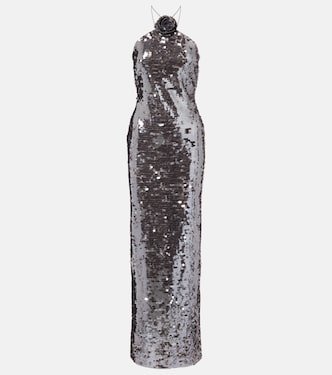 Floral-appliqué sequined gown  | Magda Butrym
