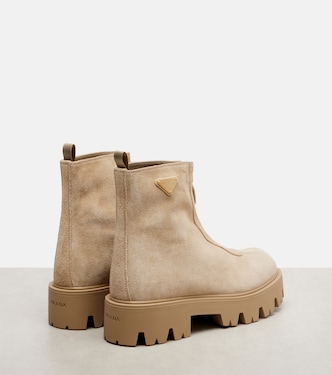 Suede platform ankle boots | Prada