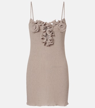 Floral-appliqué shirred minidress | Magda Butrym