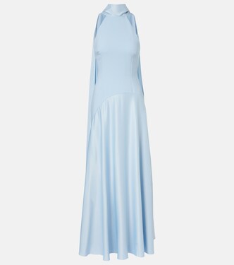 Cece halterneck crêpe and satin gown | Solace London