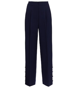 Pantalon ample en crêpe de laine mélangée | Alessandra Rich