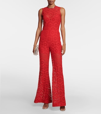 Wide-leg  guipure lace jumpsuit | Elie Saab