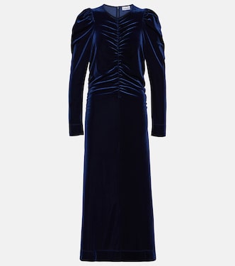 Ruched velvet midi dress | Ganni