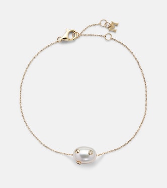 Bracciale in oro 14kt con perla barocca e diamanti | Mateo