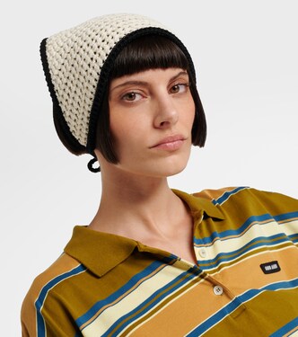 Bandana in crochet di cotone con logo | Miu Miu