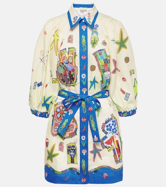 Printed belted linen shirt dress | Alémais