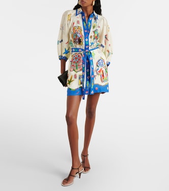 Printed belted linen shirt dress | Alémais