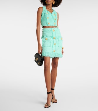 Minifalda de tweed con flecos | Balmain