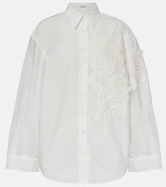 Embroidered cotton-blend poplin shirt | Brunello Cucinelli
