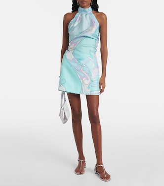 Top Orchidee en sarga de seda con cuello halter | Pucci