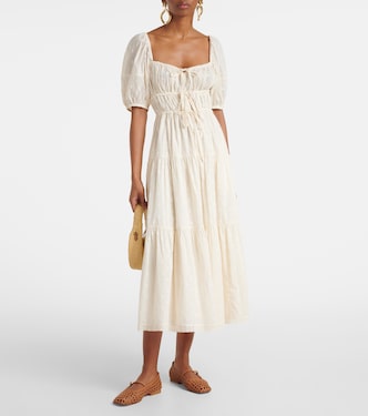 Vestido largo Palma de algodón fruncido | Ulla Johnson