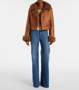 Cropped-Lederjacke mit Shearling | Chloé
