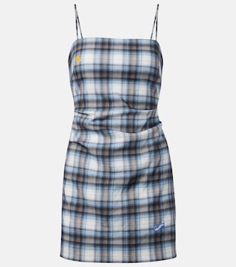 Abito corto in misto lino a quadri | Acne Studios