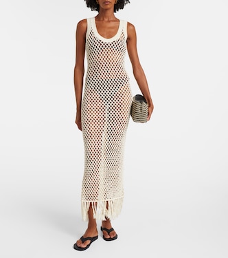 Ilaria fringed open-knit cotton maxi dress | SIR