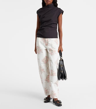Ruched cotton-blend top | Ganni