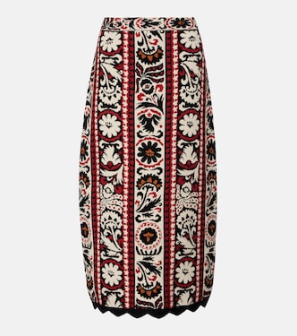 Jupe midi Tapestry Stripes en jacquard | Farm Rio