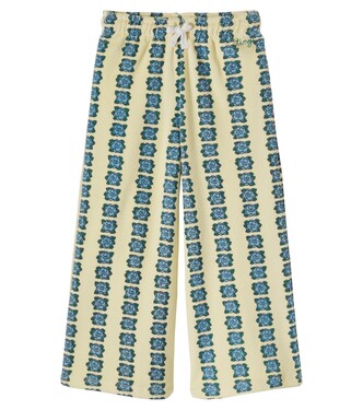 Printed floral cotton terry wide-leg pants | Tinycottons