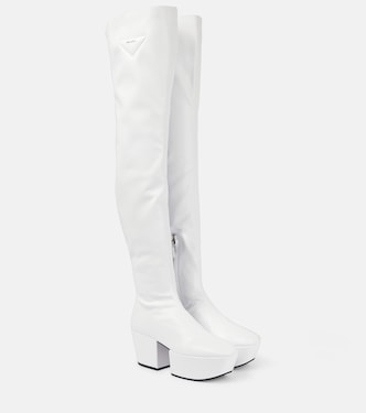 Faux leather over-the-knee boots | Prada