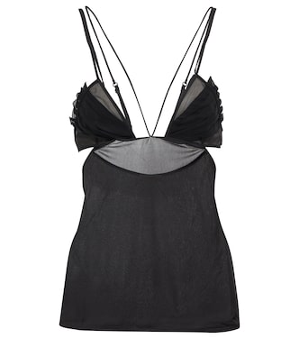 Pleated cutout mesh camisole | Nensi Dojaka