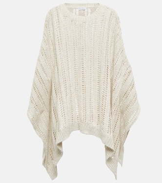 Poncho in misto lino e cotone | Brunello Cucinelli