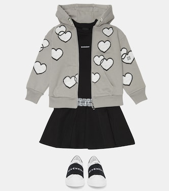 Heart-print jersey zip-up hoodie | Givenchy Kids