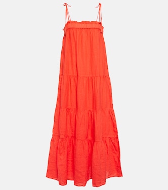 Vestido largo Charlie de lino a capas | Velvet