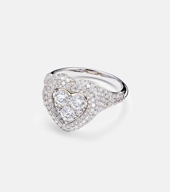 Anello per mignolo Manaal in oro bianco 18kt con diamanti | Kamyen