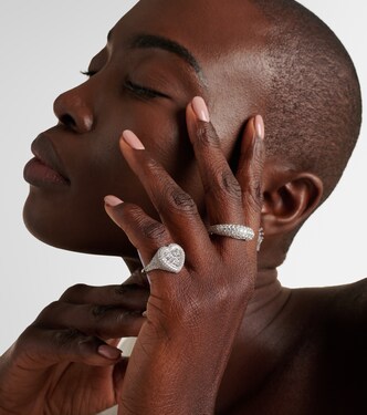 Anello per mignolo Manaal in oro bianco 18kt con diamanti | Kamyen