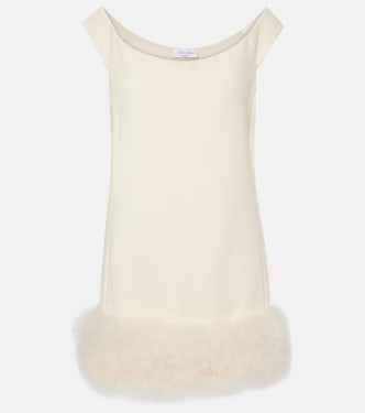 Vestido corto de crepé con plumas | Blumarine