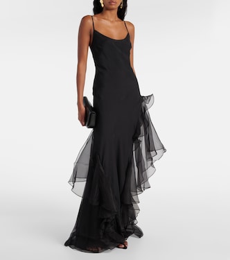 Abito lungo Sage Flounce in seta | SIR