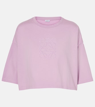 T-shirt cropped in jersey di cotone | Loewe