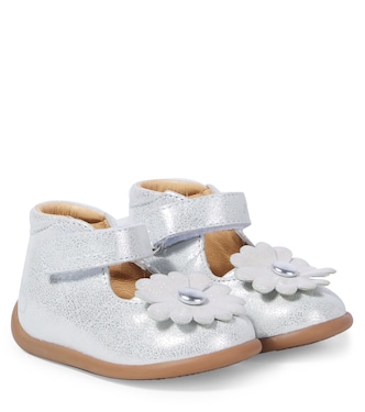 Baby Stand-Up Daisy metallic leather booties | Pom d'Api