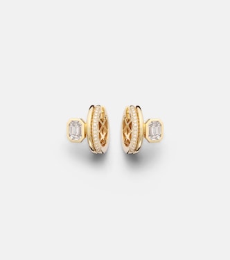 Pendientes de aro Floating Bezel de 18 ct con diamantes | Shay Jewelry