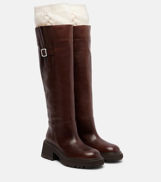 Tamsin wool and leather knee-high boots  | Jimmy Choo