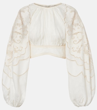 Daylight embroidered linen crop top | Zimmermann