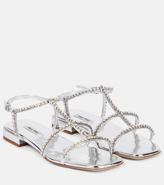 Verzierte Sandalen aus Metallic-Leder | Miu Miu