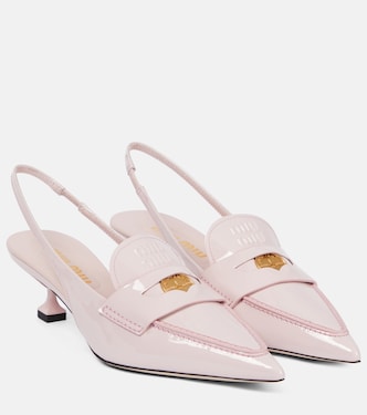Slingback patent leather penny loafers | Miu Miu