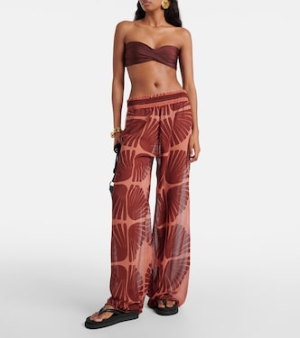 Pantaloni a gamba larga in georgette con stampa | Johanna Ortiz