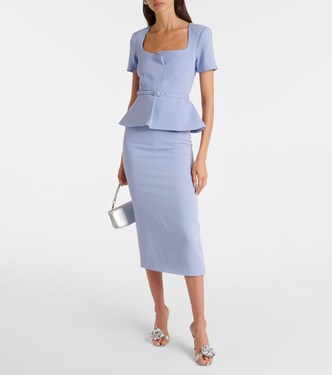 Abito midi Peplum in misto lana e seta | Roland Mouret