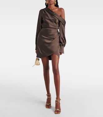 Cameron asymmetric satin minidress | Simkhai