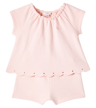 Baby logo cotton playsuit | Chloé Kids