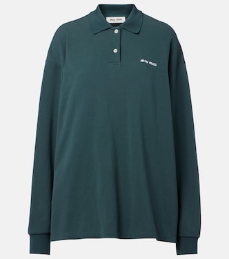 Logo cotton piqué polo shirt | Miu Miu