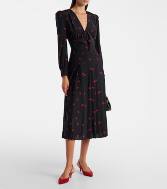 Bow-detail printed silk midi dress | Alessandra Rich