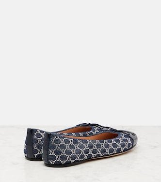 GG embellished denim ballet flats | Gucci