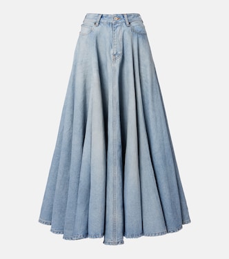 Pleated denim midi skirt | Balenciaga