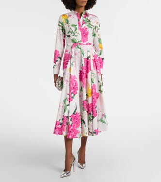 Zara belted printed cotton midi dress | Leo Lin